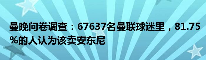 曼晚问卷调查：67637名曼联球迷里，81.75%的人认为该卖安东尼