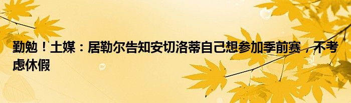 勤勉！土媒：居勒尔告知安切洛蒂自己想参加季前赛，不考虑休假