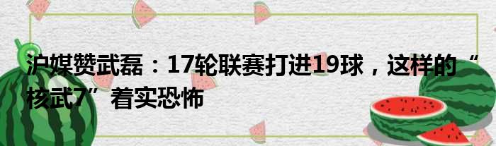 沪媒赞武磊：17轮联赛打进19球，这样的“核武7”着实恐怖