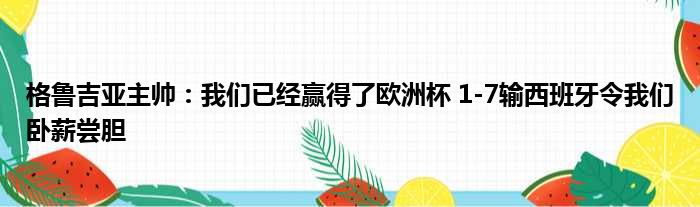 格鲁吉亚主帅：我们已经赢得了欧洲杯 1-7输西班牙令我们卧薪尝胆