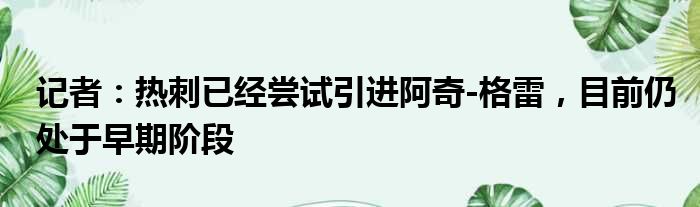 记者：热刺已经尝试引进阿奇-格雷，目前仍处于早期阶段