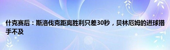 什克赛后：斯洛伐克距离胜利只差30秒，贝林厄姆的进球措手不及