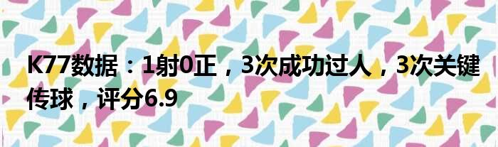 K77数据：1射0正，3次成功过人，3次关键传球，评分6.9