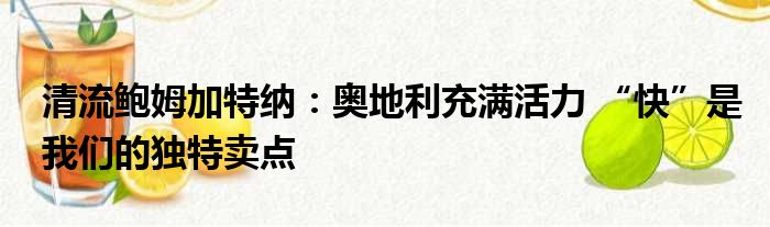 清流鲍姆加特纳：奥地利充满活力 “快”是我们的独特卖点