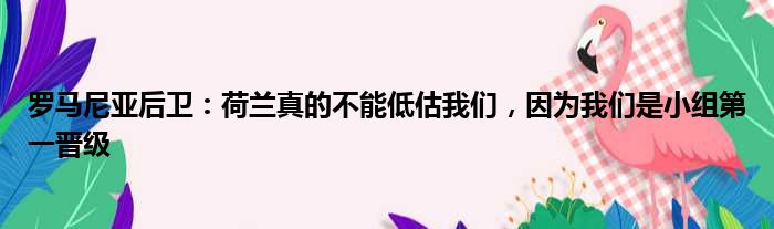 罗马尼亚后卫：荷兰真的不能低估我们，因为我们是小组第一晋级