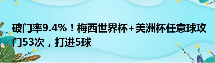 破门率9.4%！梅西世界杯+美洲杯任意球攻门53次，打进5球