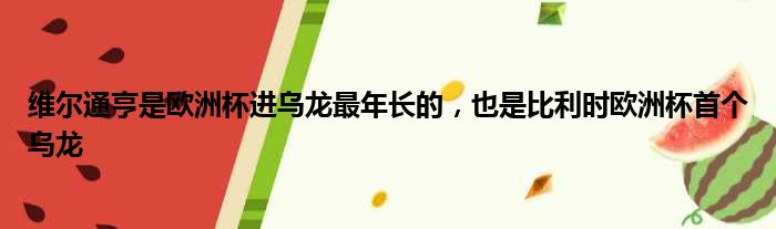 维尔通亨是欧洲杯进乌龙最年长的，也是比利时欧洲杯首个乌龙