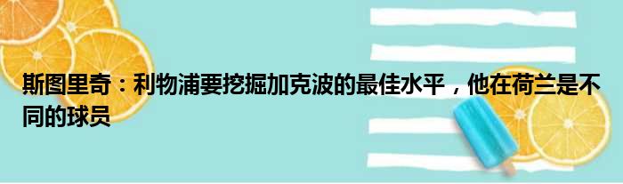 斯图里奇：利物浦要挖掘加克波的最佳水平，他在荷兰是不同的球员