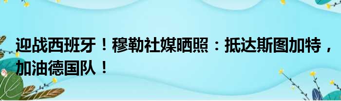 迎战西班牙！穆勒社媒晒照：抵达斯图加特，加油德国队！