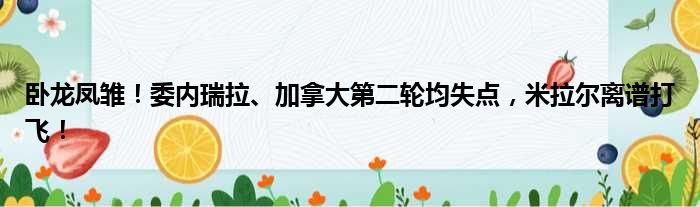 卧龙凤雏！委内瑞拉、加拿大第二轮均失点，米拉尔离谱打飞！