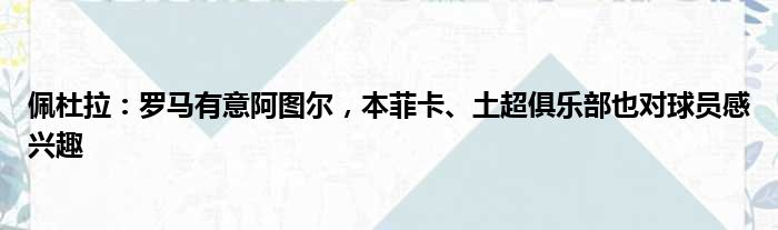 佩杜拉：罗马有意阿图尔，本菲卡、土超俱乐部也对球员感兴趣