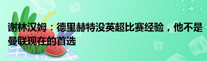 谢林汉姆：德里赫特没英超比赛经验，他不是曼联现在的首选