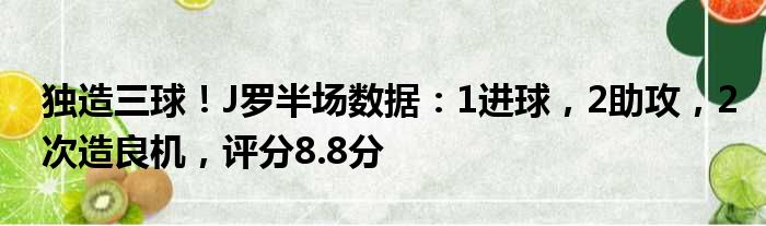 独造三球！J罗半场数据：1进球，2助攻，2次造良机，评分8.8分