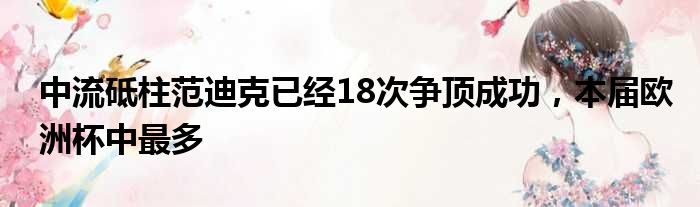 中流砥柱范迪克已经18次争顶成功，本届欧洲杯中最多