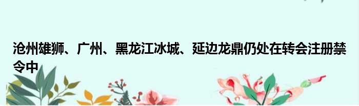 沧州雄狮、广州、黑龙江冰城、延边龙鼎仍处在转会注册禁令中