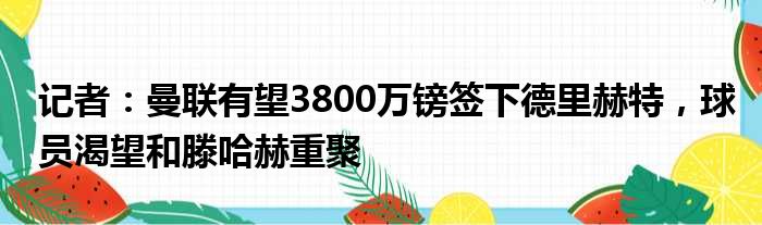 记者：曼联有望3800万镑签下德里赫特，球员渴望和滕哈赫重聚