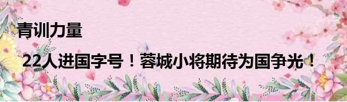 青训力量 | 22人进国字号！蓉城小将期待为国争光！