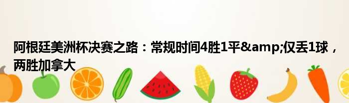 阿根廷美洲杯决赛之路：常规时间4胜1平&仅丢1球，两胜加拿大