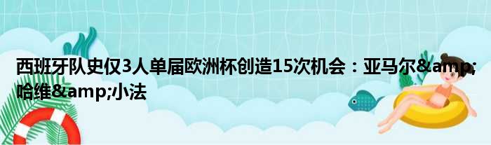 西班牙队史仅3人单届欧洲杯创造15次机会：亚马尔&哈维&小法