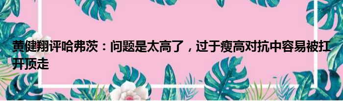 黄健翔评哈弗茨：问题是太高了，过于瘦高对抗中容易被扛开顶走