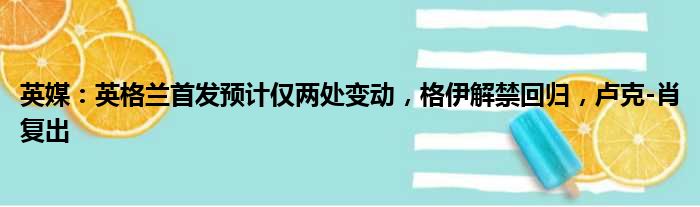 英媒：英格兰首发预计仅两处变动，格伊解禁回归，卢克-肖复出