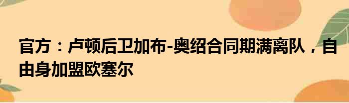 官方：卢顿后卫加布-奥绍合同期满离队，自由身加盟欧塞尔