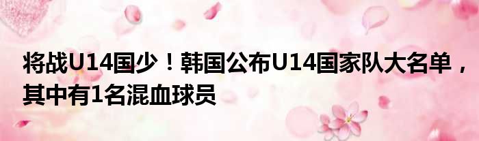 将战U14国少！韩国公布U14国家队大名单，其中有1名混血球员