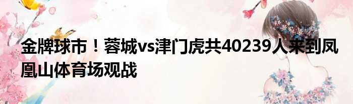 金牌球市！蓉城vs津门虎共40239人来到凤凰山体育场观战