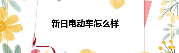 新日电动车怎么样