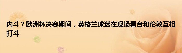 内斗？欧洲杯决赛期间，英格兰球迷在现场看台和伦敦互相打斗