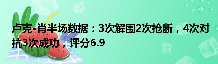 卢克-肖半场数据：3次解围2次抢断，4次对抗3次成功，评分6.9