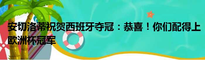 安切洛蒂祝贺西班牙夺冠：恭喜！你们配得上欧洲杯冠军