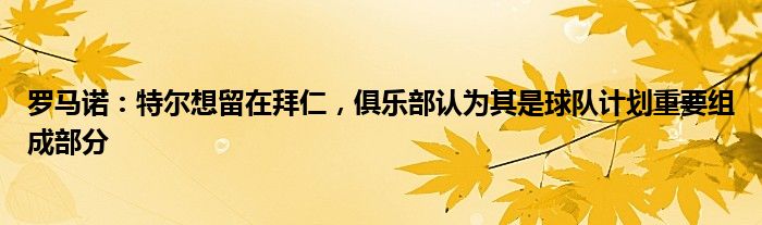 罗马诺：特尔想留在拜仁，俱乐部认为其是球队计划重要组成部分