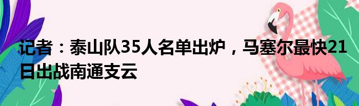 记者：泰山队35人名单出炉，马塞尔最快21日出战南通支云