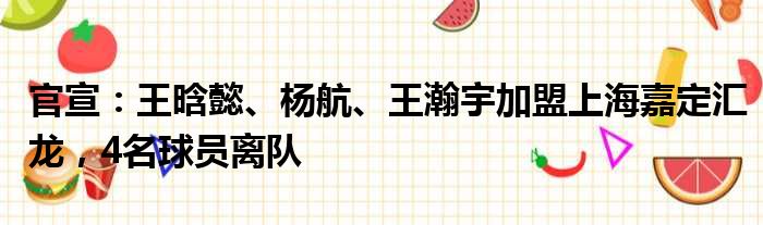 官宣：王晗懿、杨航、王瀚宇加盟上海嘉定汇龙，4名球员离队