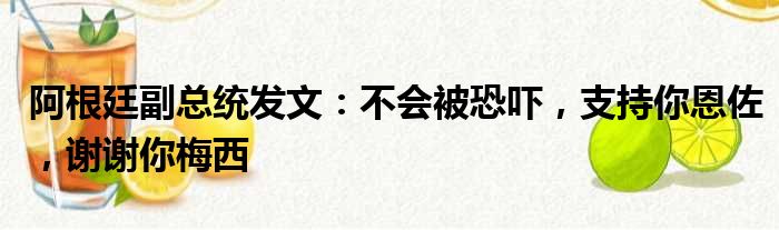 阿根廷副总统发文：不会被恐吓，支持你恩佐，谢谢你梅西