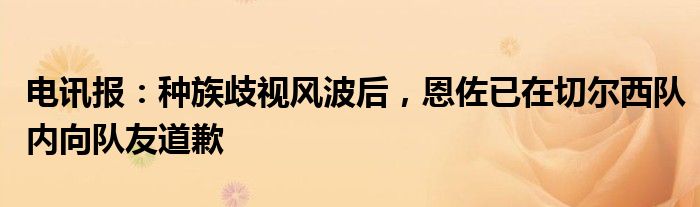 电讯报：种族歧视风波后，恩佐已在切尔西队内向队友道歉