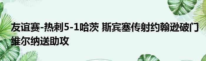 友谊赛-热刺5-1哈茨 斯宾塞传射约翰逊破门维尔纳送助攻