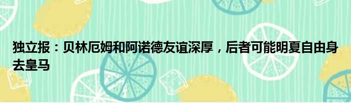 独立报：贝林厄姆和阿诺德友谊深厚，后者可能明夏自由身去皇马