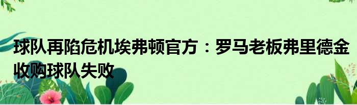 球队再陷危机埃弗顿官方：罗马老板弗里德金收购球队失败