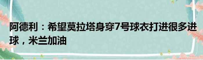 阿德利：希望莫拉塔身穿7号球衣打进很多进球，米兰加油