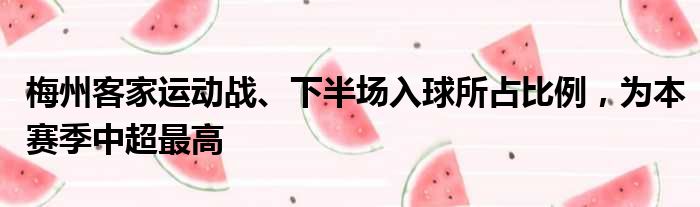 梅州客家运动战、下半场入球所占比例，为本赛季中超最高