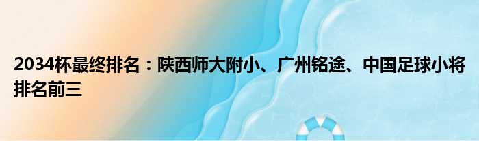 2034杯最终排名：陕西师大附小、广州铭途、中国足球小将排名前三