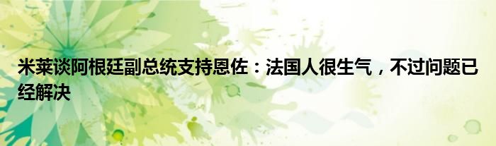 米莱谈阿根廷副总统支持恩佐：法国人很生气，不过问题已经解决