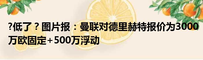 ?低了？图片报：曼联对德里赫特报价为3000万欧固定+500万浮动