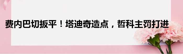 费内巴切扳平！塔迪奇造点，哲科主罚打进