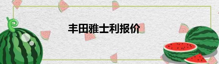 丰田雅士利报价