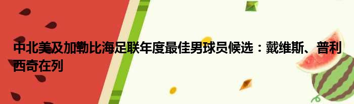 中北美及加勒比海足联年度最佳男球员候选：戴维斯、普利西奇在列