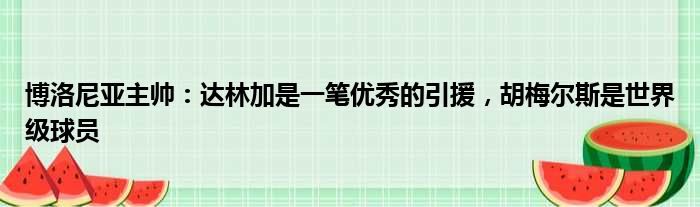 博洛尼亚主帅：达林加是一笔优秀的引援，胡梅尔斯是世界级球员