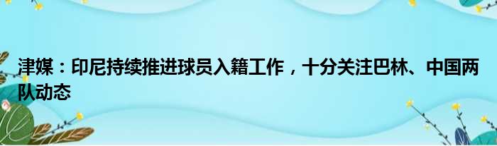 津媒：印尼持续推进球员入籍工作，十分关注巴林、中国两队动态